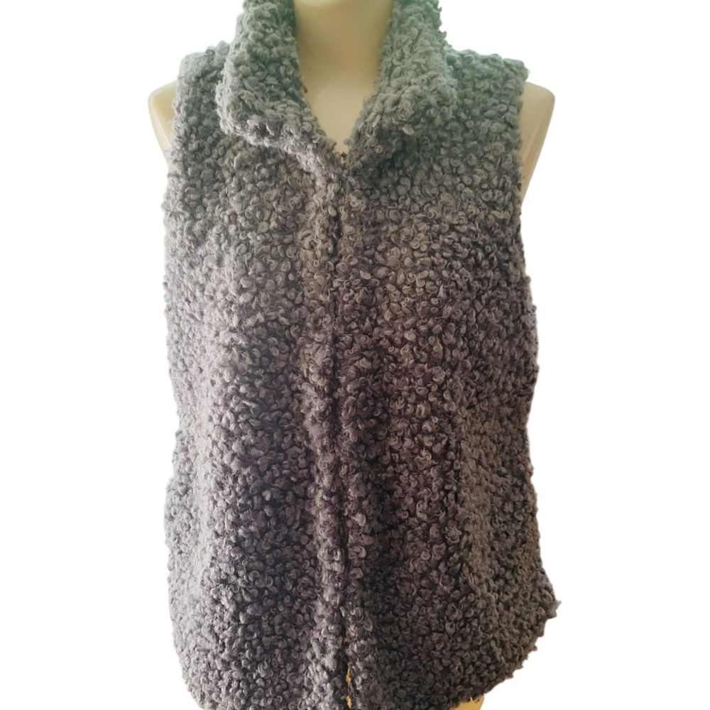 Jou Jou Gray Coats Vest Jacket Women’s Polyester Faux Fur Size L